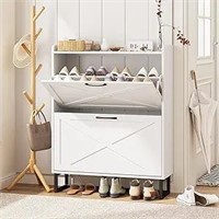 Maupvit Shoe Cabinet with 2 Flip Drawers, Freestan