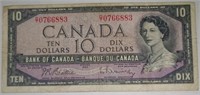 Canadian 1954 Series $10.00 Dollar Note