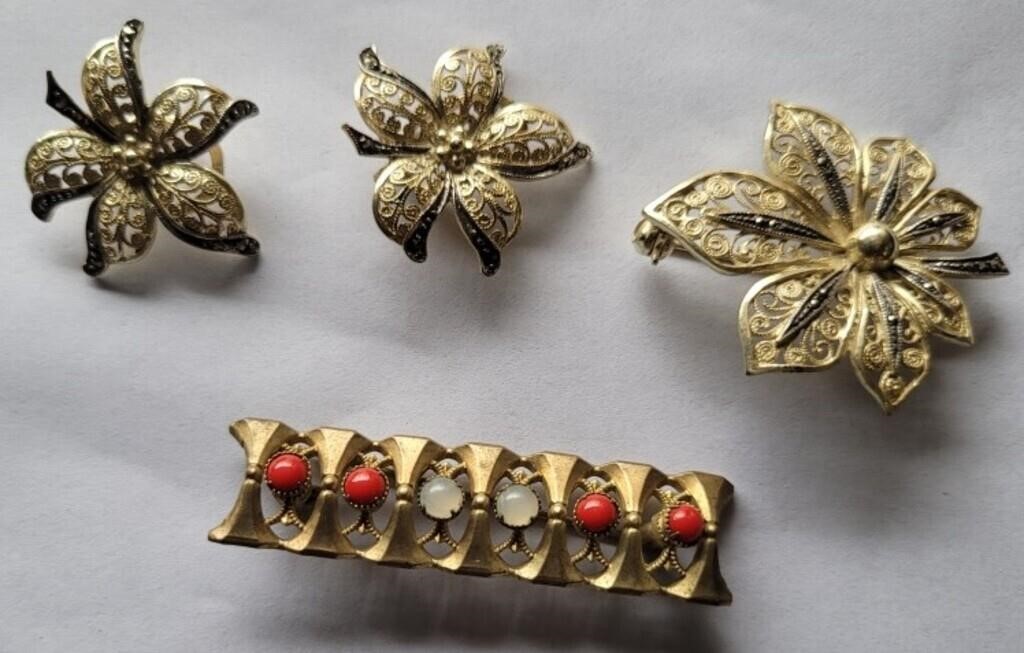 Antique Metal Brooch & Clip Ons (835) 20K With