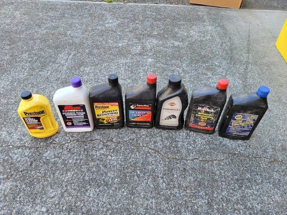 (7) Bottles of Automotive Fluids, Mostly Full