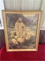 Mid-century religious Jesus, framed picture