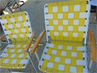 Two Vintage Folding Chairs - Webbing Good