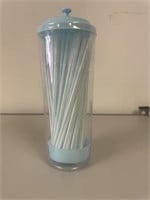 TrueLiving 80ct Straws w/ Plastic Straw Container