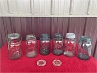 Blue vintage canning jars