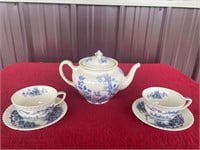 Johnson’s brothers, teapot, and teacup saucers,