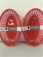 Lot of 2 TrueLiving 2ct Burger Baskets Red