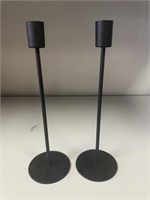 Lot of 2 Metal Black Taper Candle Holders NEW