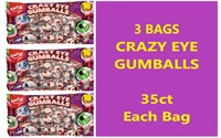 3 Bags of SweetSmiles CRAZY EYE GUMBALLS 35ct each