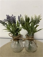 2 TrueLiving Lavender Arrangement w/ Glass Jar NWT