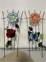 2ct Metal Decor Garden Trellis Butterfly Ladybug