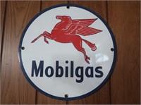 Vintage Mobilgas Tin Sign 11.5" rd