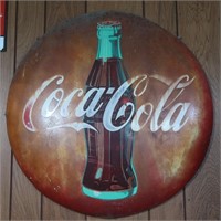 Vintage Coca Cola Tin Sign 24" rd