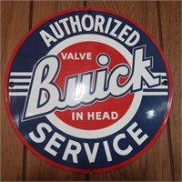 Vintage Buick Authorized Service Tin Sign 12" rd