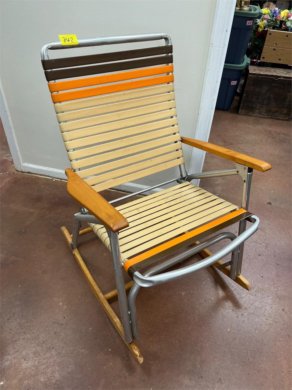Vintage patio fold up rocking chair