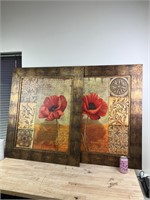 Two huge framed flower pictures