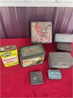 Vintage metal advertising tins