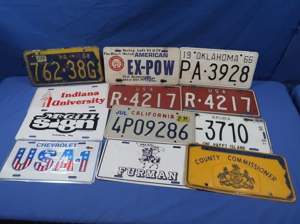 Vintage License Plates-'66 OK, '58 PA & more