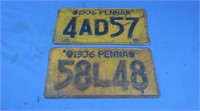 Antique 1936 PA License Plate