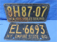 1940 NY License Plate, '60 NY Plate