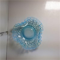 3 sided fenton blue glass dish