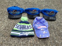(4) Seahawks Hats & (1) Seahawks Beanie