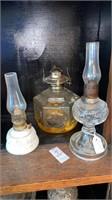 Oil lamps. 8 inch, 10 inch and just a lamp base