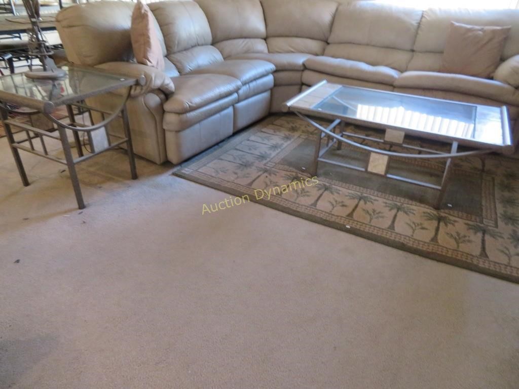 Metal, Glass & Stone, Coffee Table & 2 End Tables