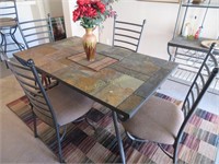 Metal & Stone Dining Room Table / 4 Chairs