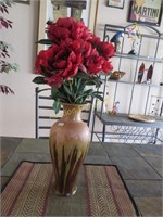 Glazed  Vase w/ faux flowers