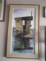 Channa Davis, Oil Painting, 1960, Boathouse