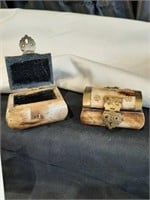 (2) Bone and Brass Trinket Boxes