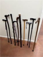 Lot of canes and walking sticks
