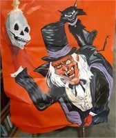 (3) Oilcloth Handpainted Halloween Banners