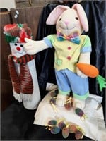 Easter Bunny with Eggs and Wooden Snowman