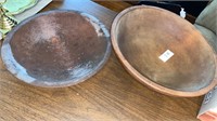 Muni song signed wooden bowls. 11 inch and 12