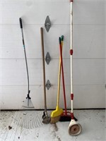 brooms, edger & rake