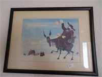"The Traveling Merchant" Lithograph, Framed