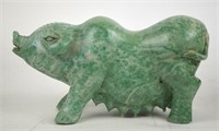 CARVED STONE SOW SCULPTURE