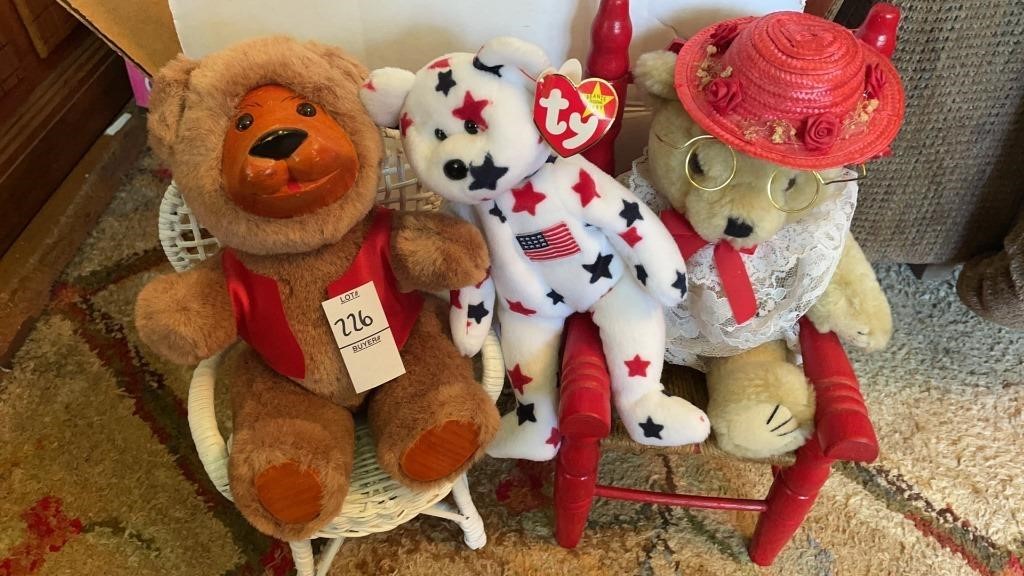 Teddy bears with chairs & beanie baby