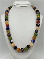 Italian Sterling Millefiori Art Glass Necklace