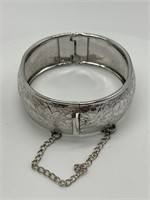 Rare Pegasus Coro Silver Tone Repousse Bracelet
