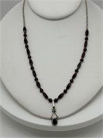Sterling Silver Amethyst & Garnet Necklace