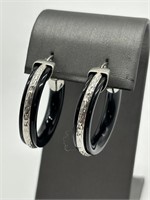 Sterling Silver Black Onyx Fancy Textured Earrings