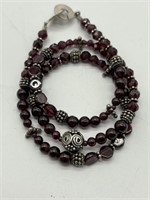 Sterling Silver Amethyst & Caviar Bead Necklace