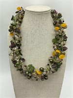 RARE Czech Molded Glass & Pearl Cluster Necklace