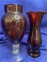Two Ruby Res vases.  6-7” tall.