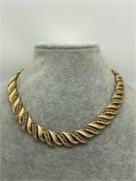 Fine Crown Trifari Gold Abstract Runway Necklace