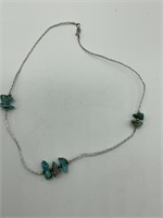 Sterling Silver Genuine Turquoise Nugget Necklace
