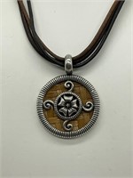 Fine 950 Good Silver Leather Tribal Boho Necklace