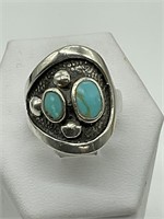 Sterling Silver Turquoise Atomic Style Ring